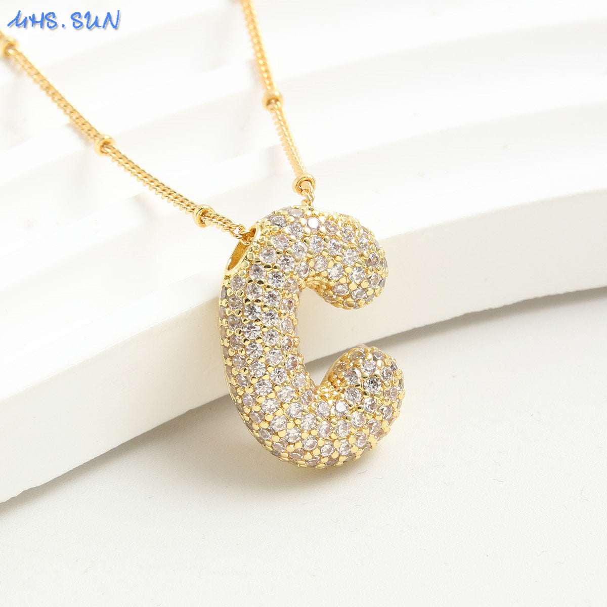 Diamond Bubble - Initial Necklace