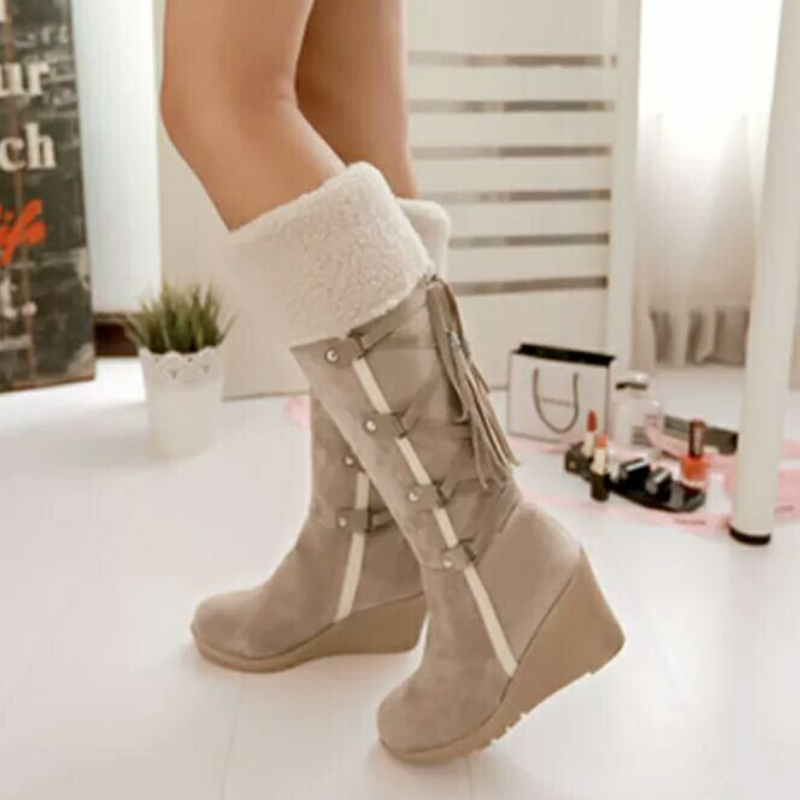 Warm Winter Wedge Boots | Stylish Knee-High Winter Boots for Women