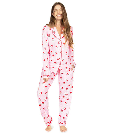 Women's Pink Santa Christmas Pajama Set | Cozy Festive Sleepwear